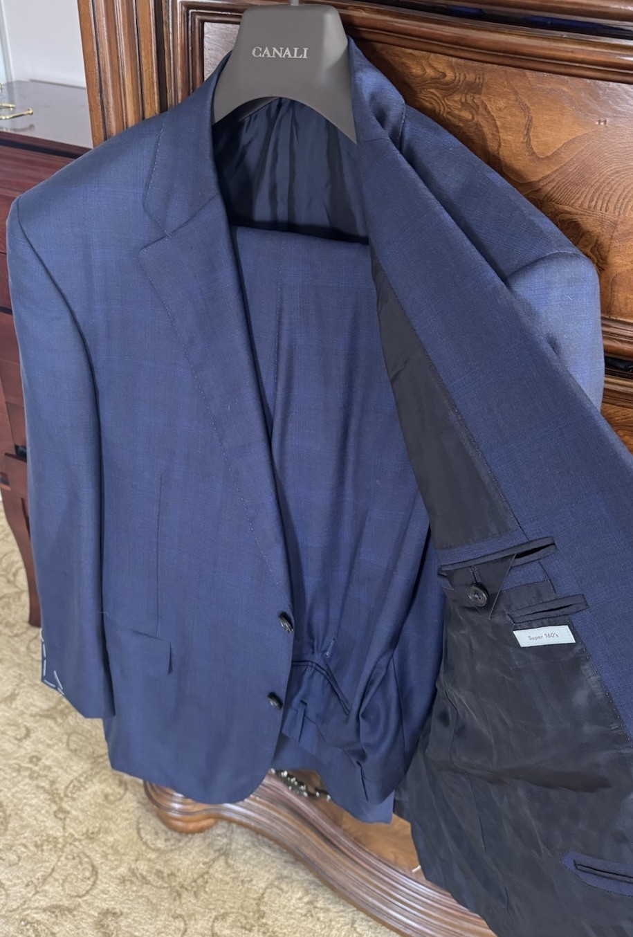 CANALI Dark Navy Windowpane Check Suit Super 160’s EU 58/US 46R MSRP $2495