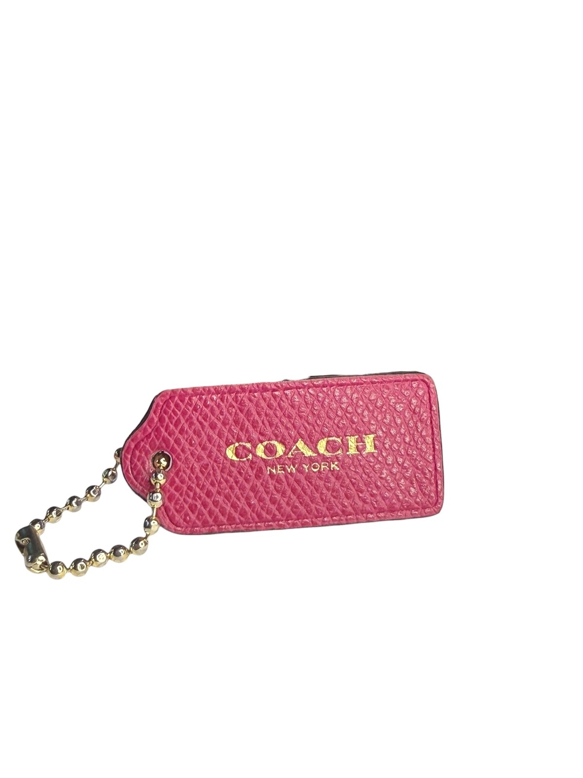 Coach Magenta Crossgrain Leather Hangtag Charm 2.25″