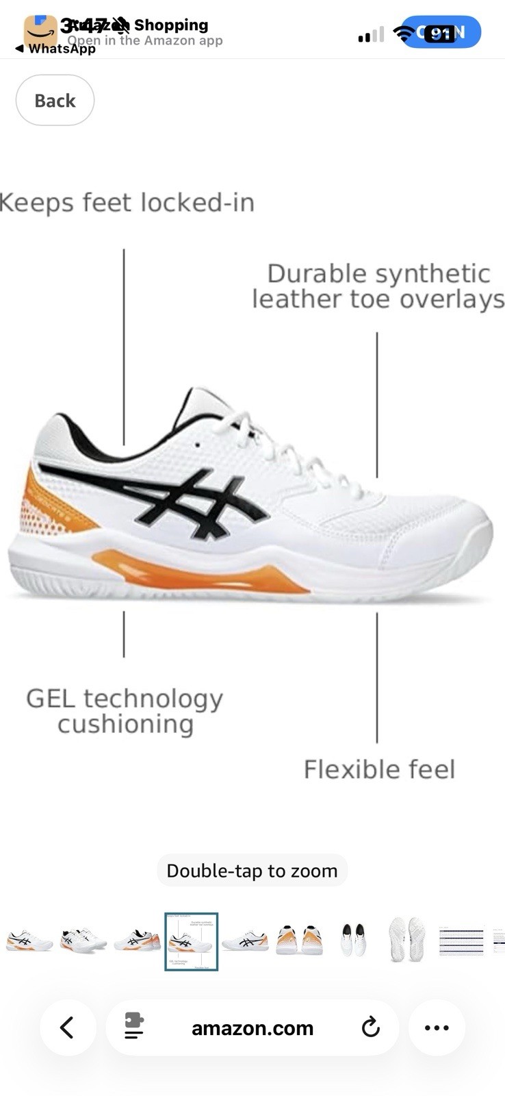 ASICS Men’s Gel-Dedicate 8 Pickleball Shoes Size 10.5