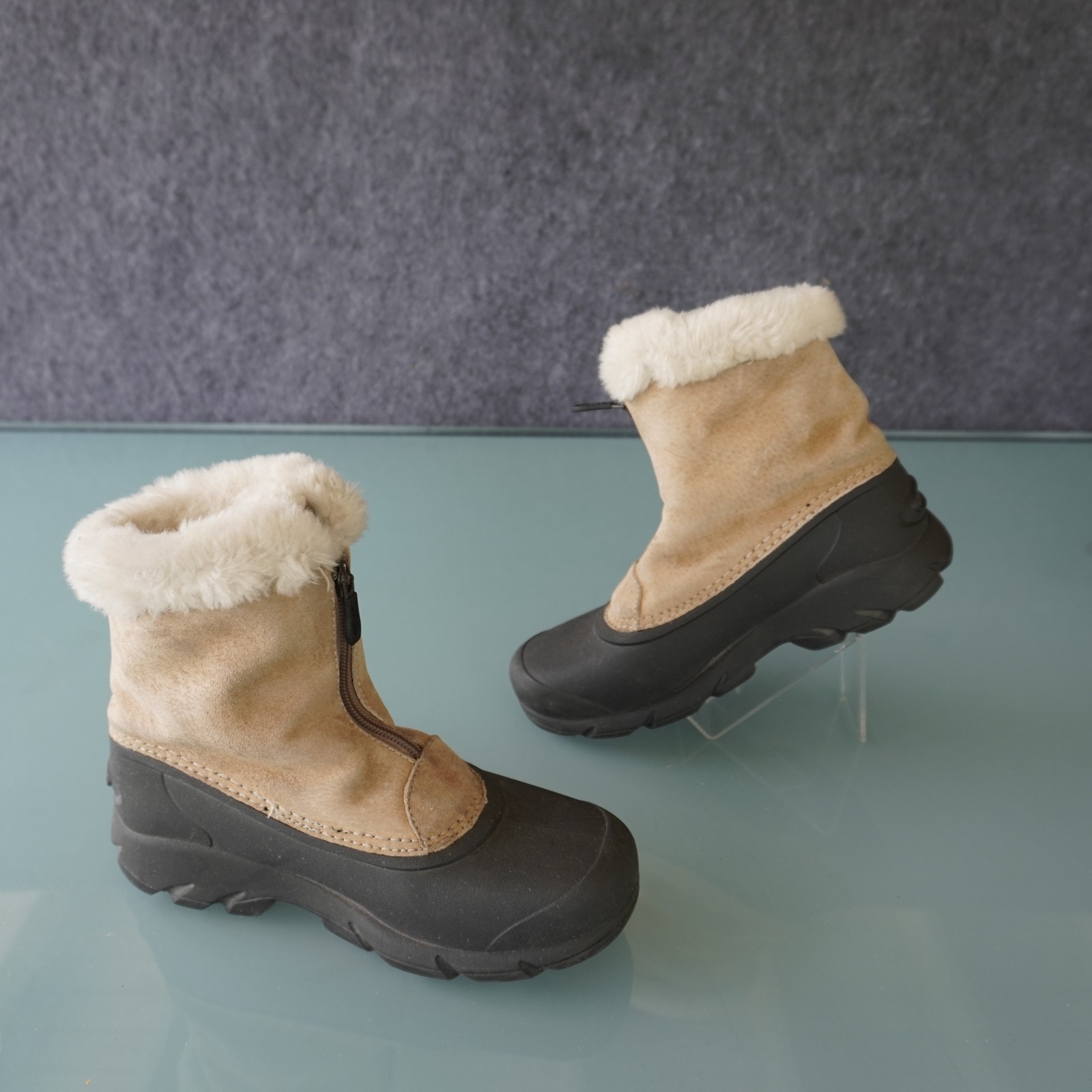 SOREL Snow Angel Zip Winter Boots Womens 6 Suede Waterproof Fur Insulated Brown