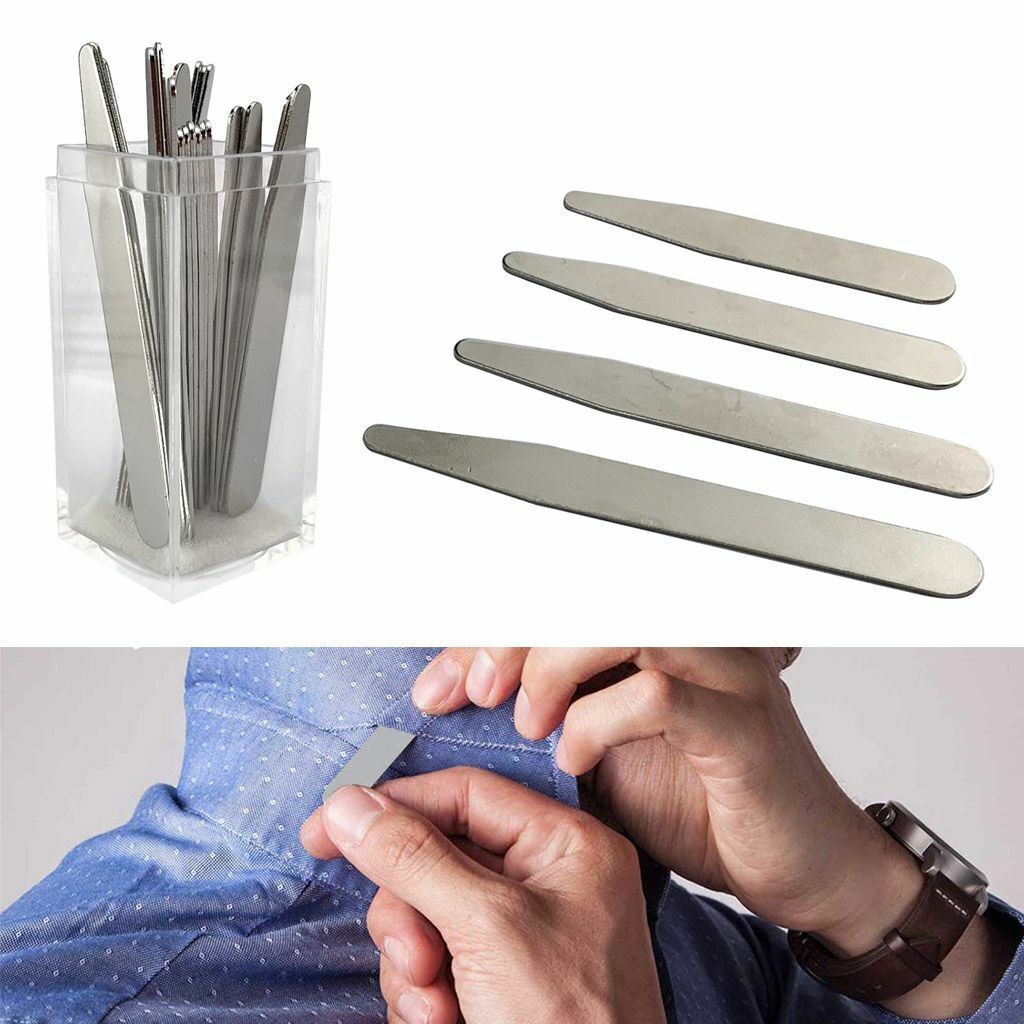 4 Sizes 10/20/36/40 Magnetic Metal Collar Stays+10 Magnets Insert In Box Shirt