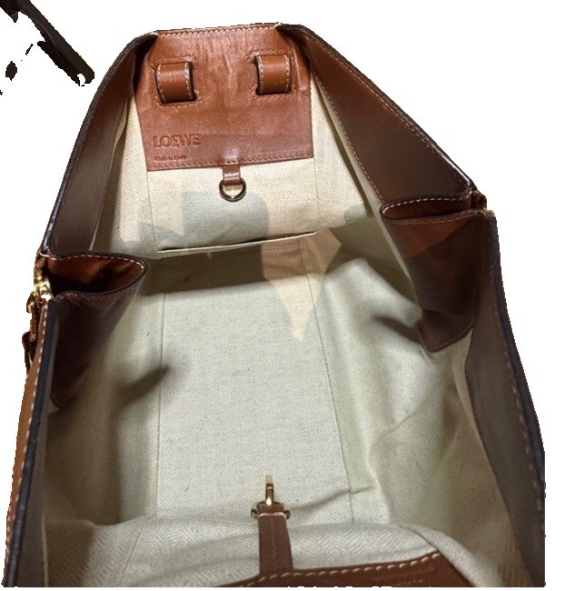 Loewe Two Tone Brown Mini Hammock Bag Auth Convertible 2way Carry