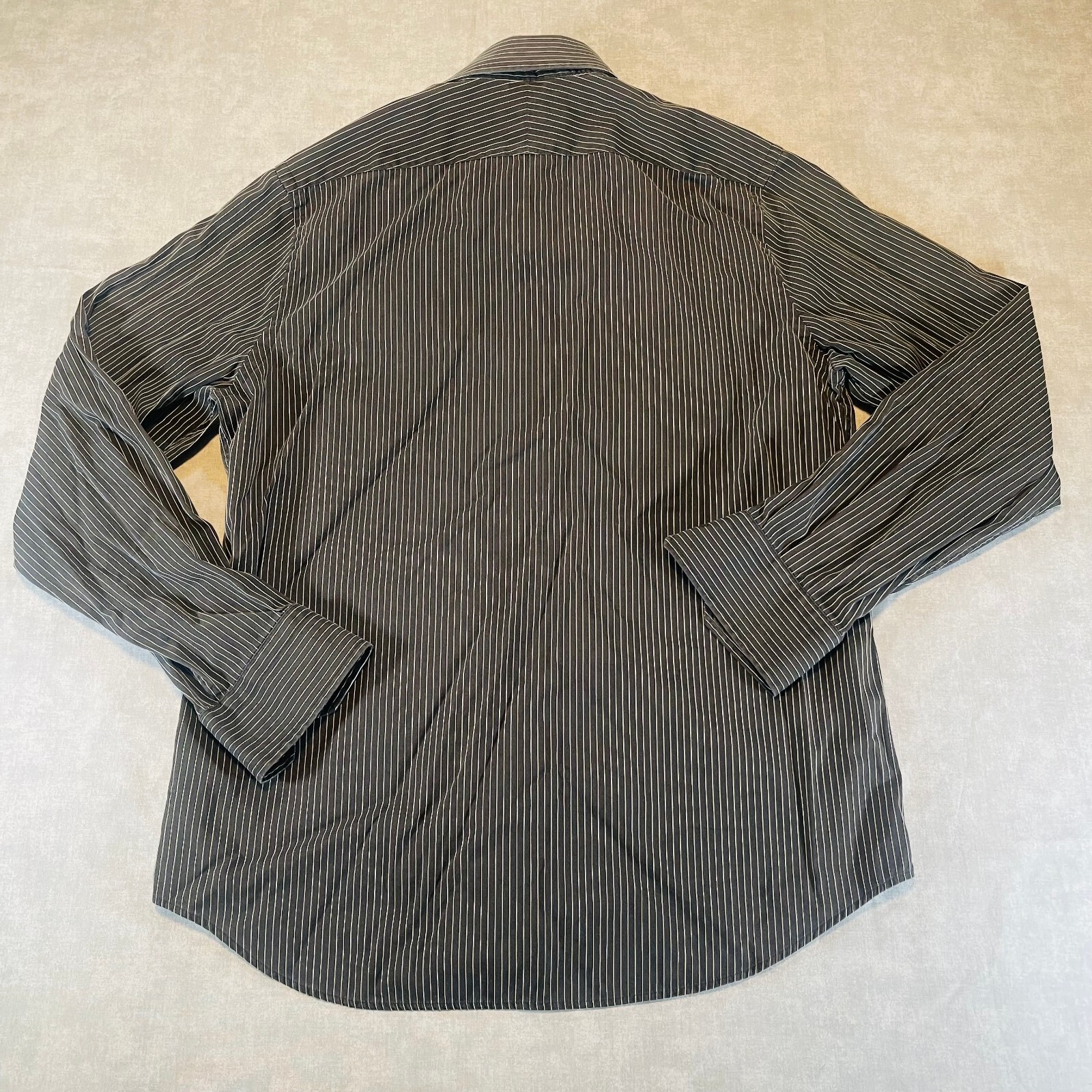 Express Design Studio Mens L Black Striped Button Down Shirt Modern Fit Y2K