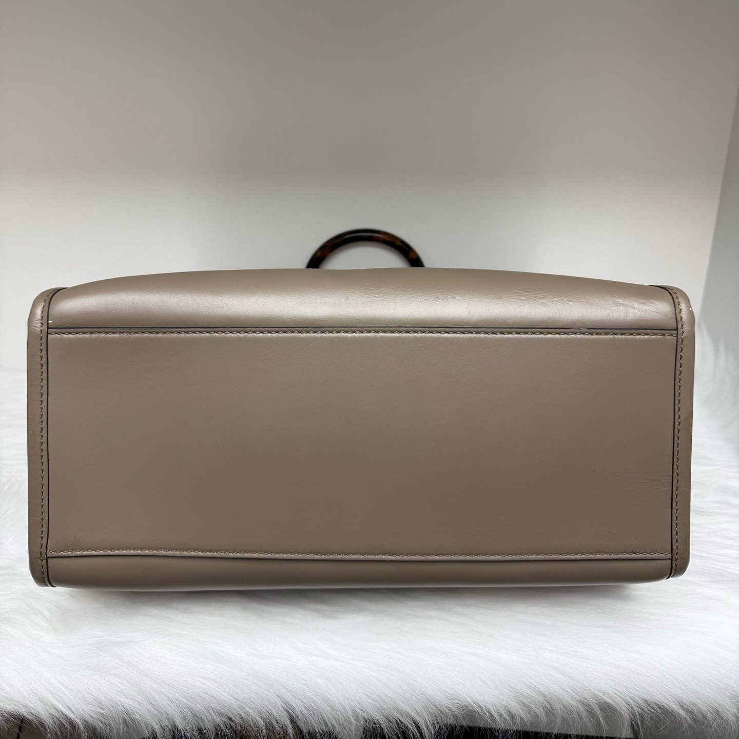 Fendi Sunshine Shopper Tote MM Gray Leather Shoulder Handbag Crossbody GHW