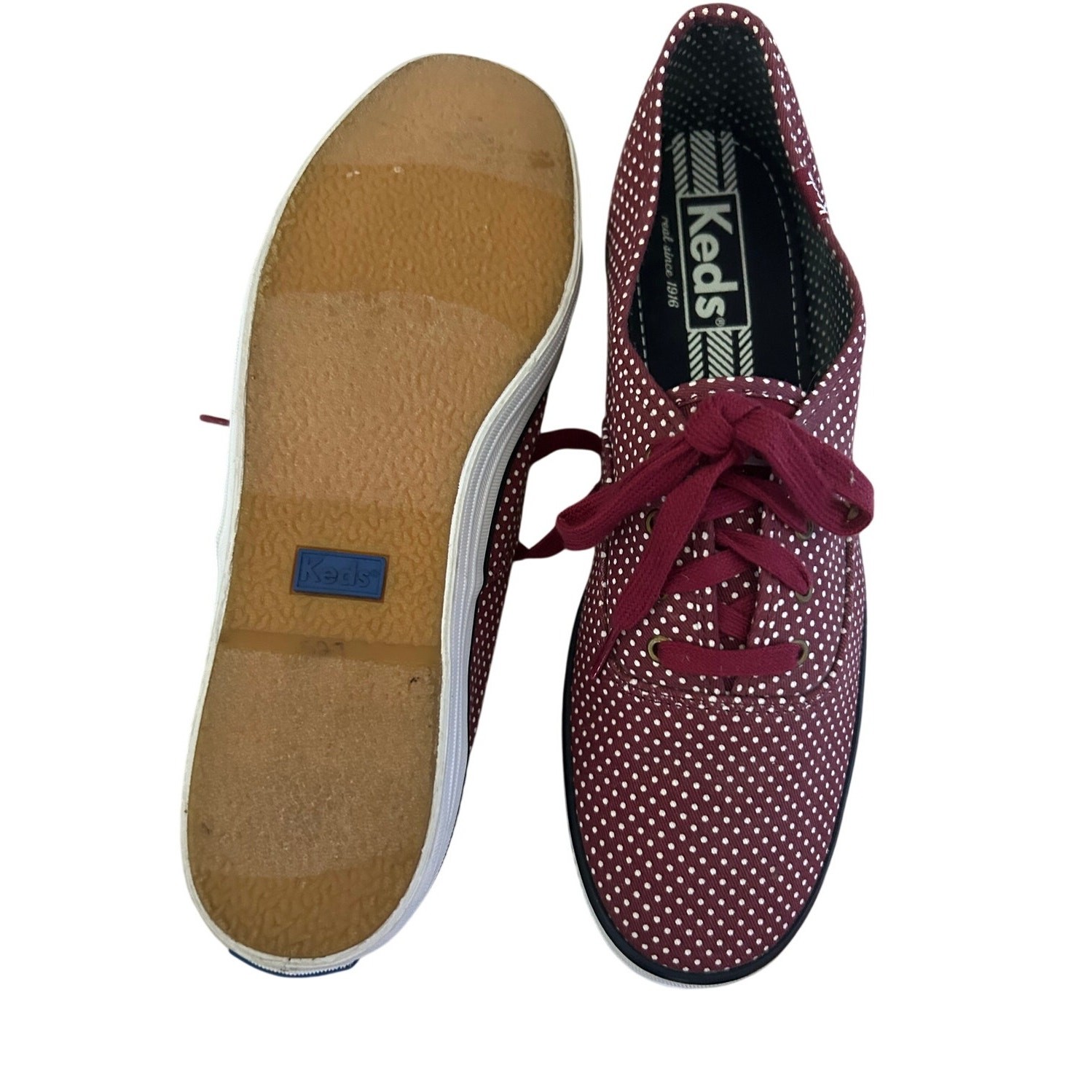Keds Champion Red and White Polka Dot Design Shoe Size 9.5