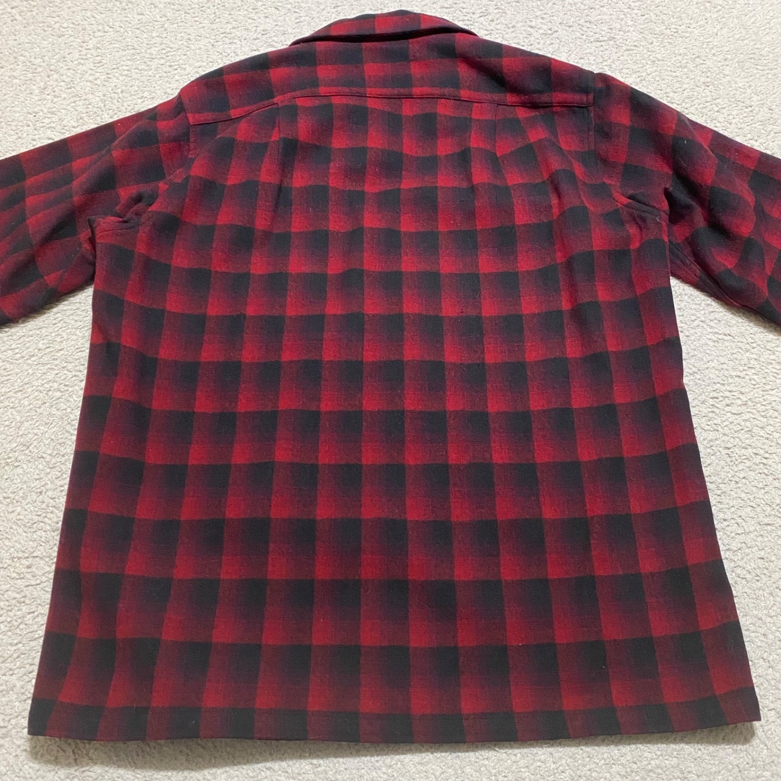 Pendleton Mens Medium Board Shirt Red Plaid Button Front Elbow Patches Wool