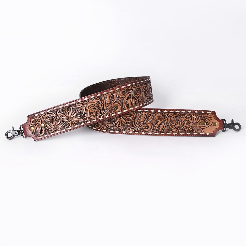 AD 48 In American Darling Gorgeous Floral Hand Carved Genuine Leather Bag Strap