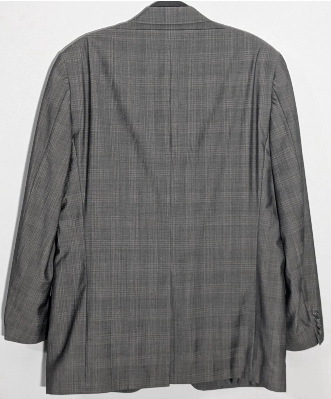 Hart Schaffner Marx Suit Mens 44L Gray Plaid 2 Button Wool Pleated Pants