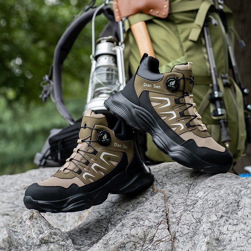 New Fashion Men Indestructible Work Shoes Rotary Buckle Steel Toe Safety Shoes