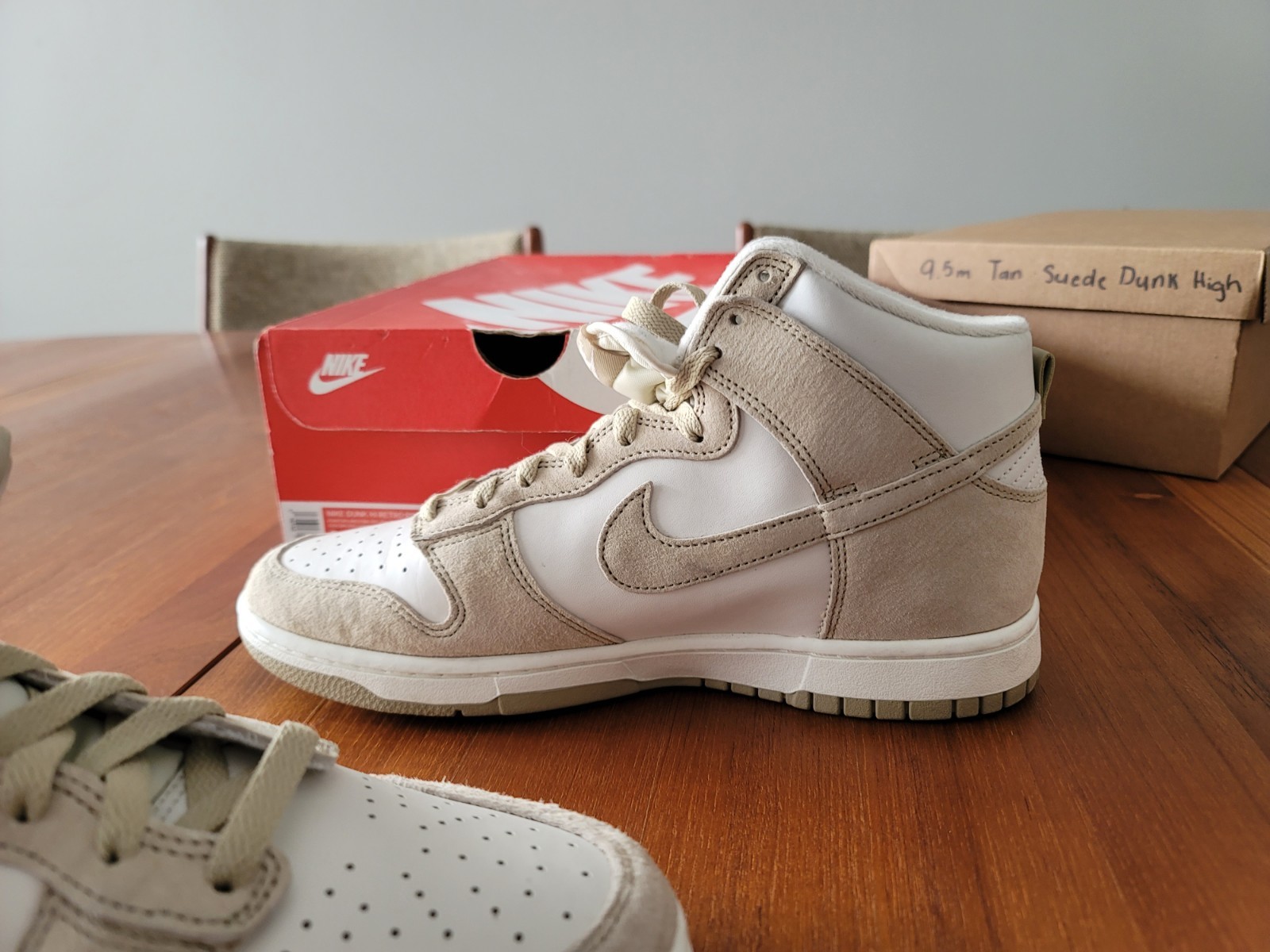 Size 9.5 – Nike Dunk High Sand Tan Suede Phantom / Limestone White DQ7679 001