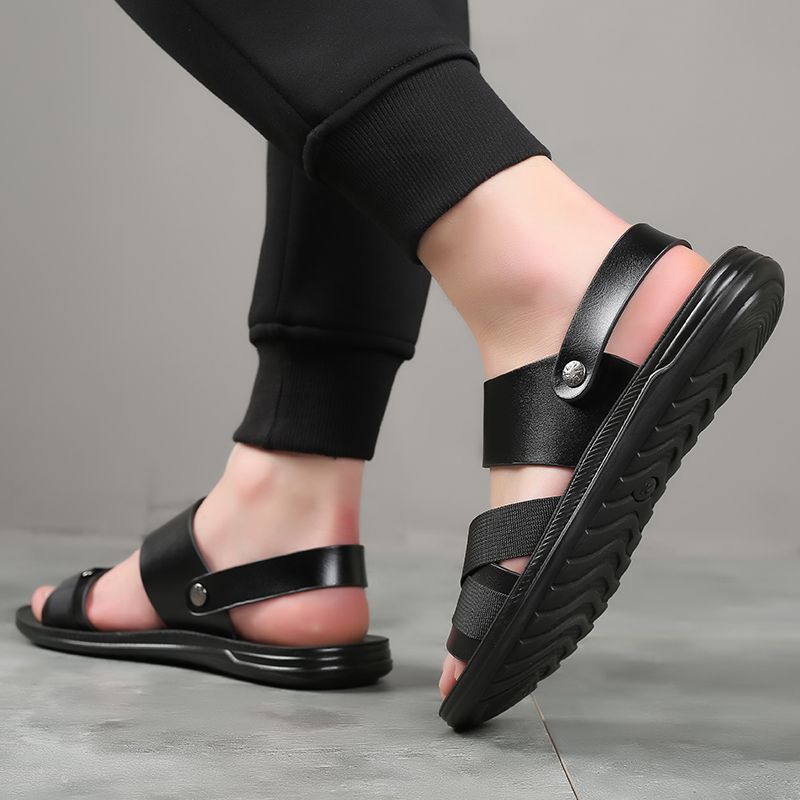 Men Microfiber Leather Sandals Casual Sports Summer Beach Shoes Home Slippers