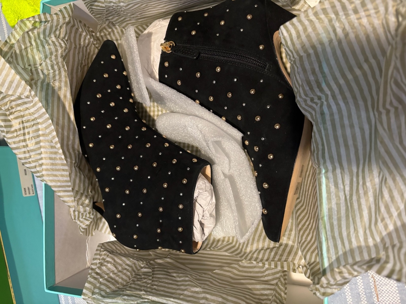 Kate Spade Starr Studded Beaded Black Ankle Boots Booties Women’s Size 5.5 & 10