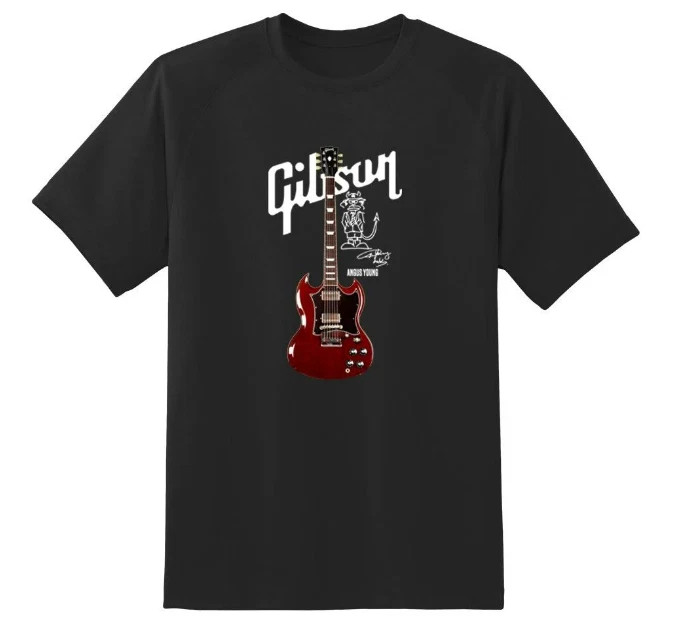 Gibson Les Paul Guitar T Shirt Black Cotton All Sizes S-4XL