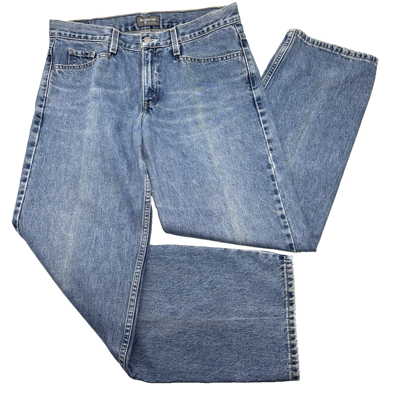 2001 Levi’s Silvertab Medium Wash Mid Rise Wide Leg Baggy Jeans 9S 31×30″ Mexico