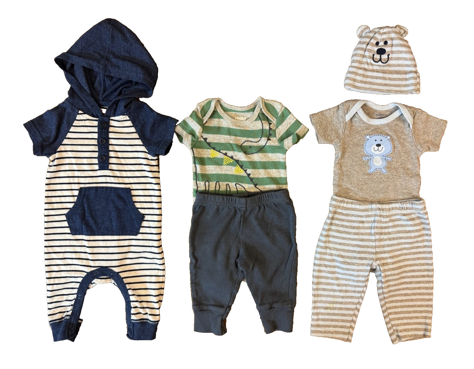 Gerber Baby Boy Clothes 0/3 Months Outfits Bodysuits Pants Rompes Hat Lot Bundle