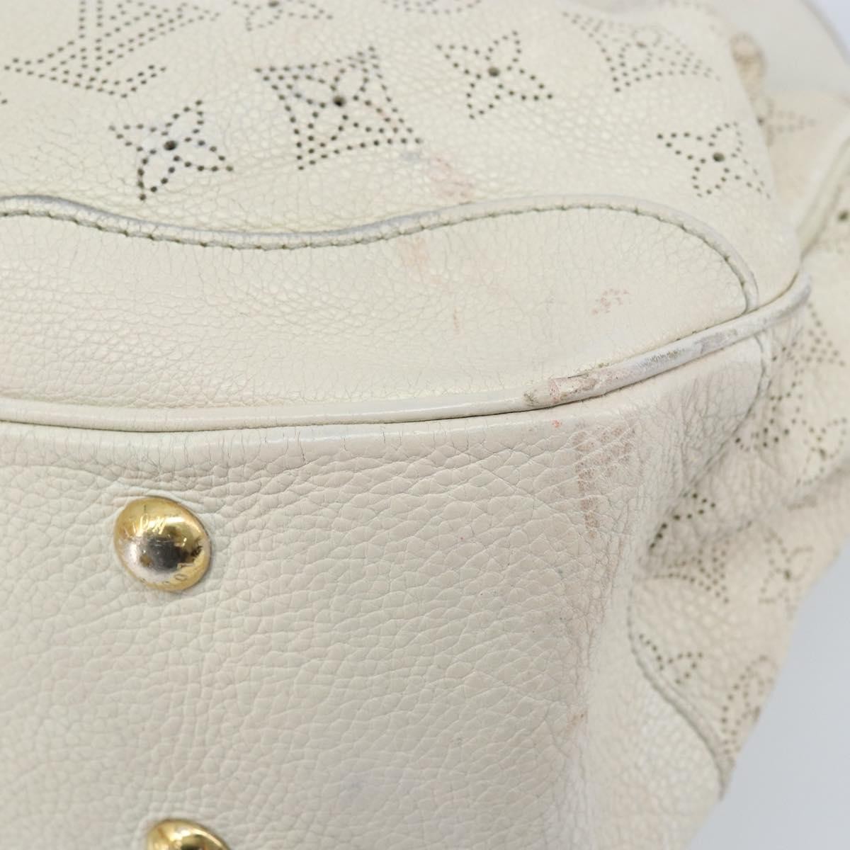 LOUIS VUITTON Mahina Solar PoweredGM Bag Leather White M93128 LV Auth bs34140