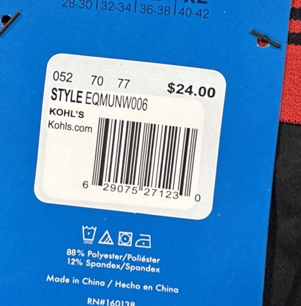 Men’s Equipo 2-pk. Boxer Briefs Size Small Red, Blue & Black NWT