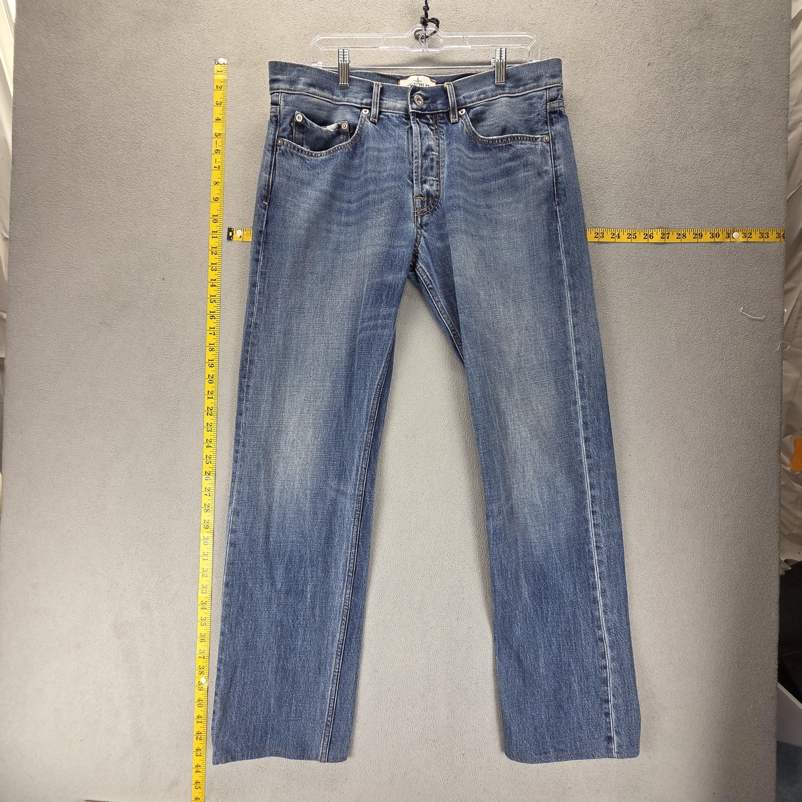 Stone Island Jeans Mens Blue Type RE Medium Wash Button Fly Fits 34×32