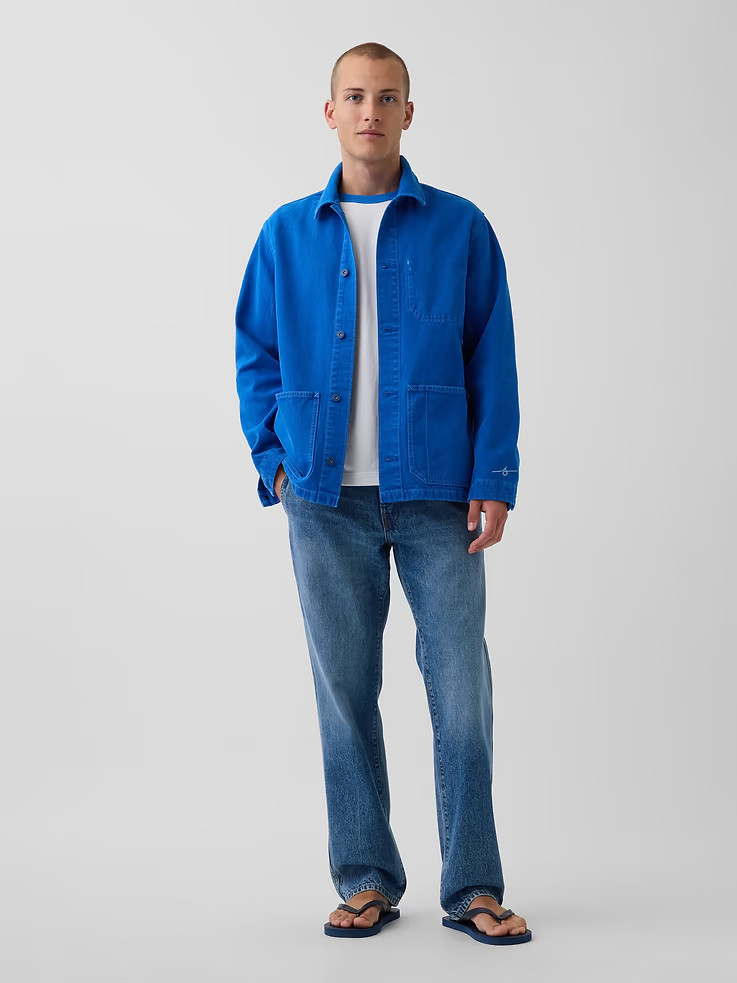 NEW – GAP – Get Blue Relaxed Chore Jacket(Color:Medium Wash) – Sale