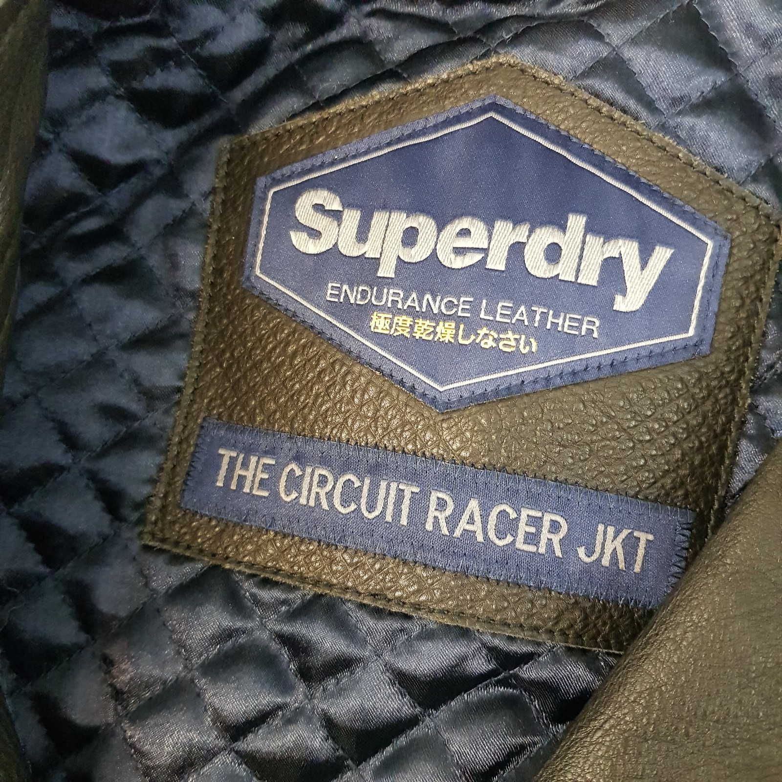 Superdry Jacket XL Black Leather Endurance Circuit Racer Motorcycle Cafe FITTED