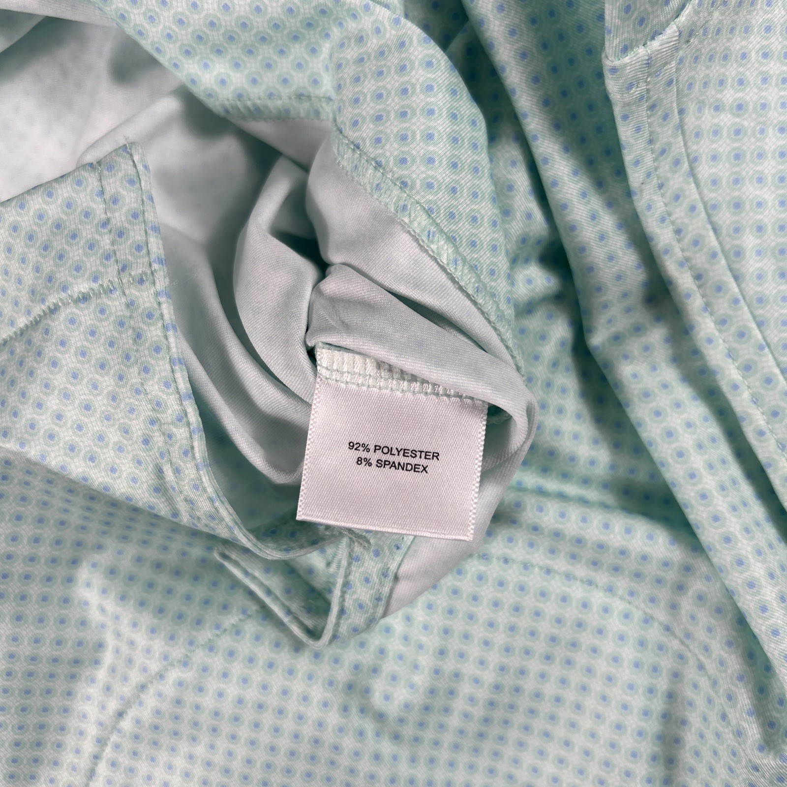 Peter Millar Golf Shirt Polo CS Summer Comfort Circle Print XXL Sea Glass $115