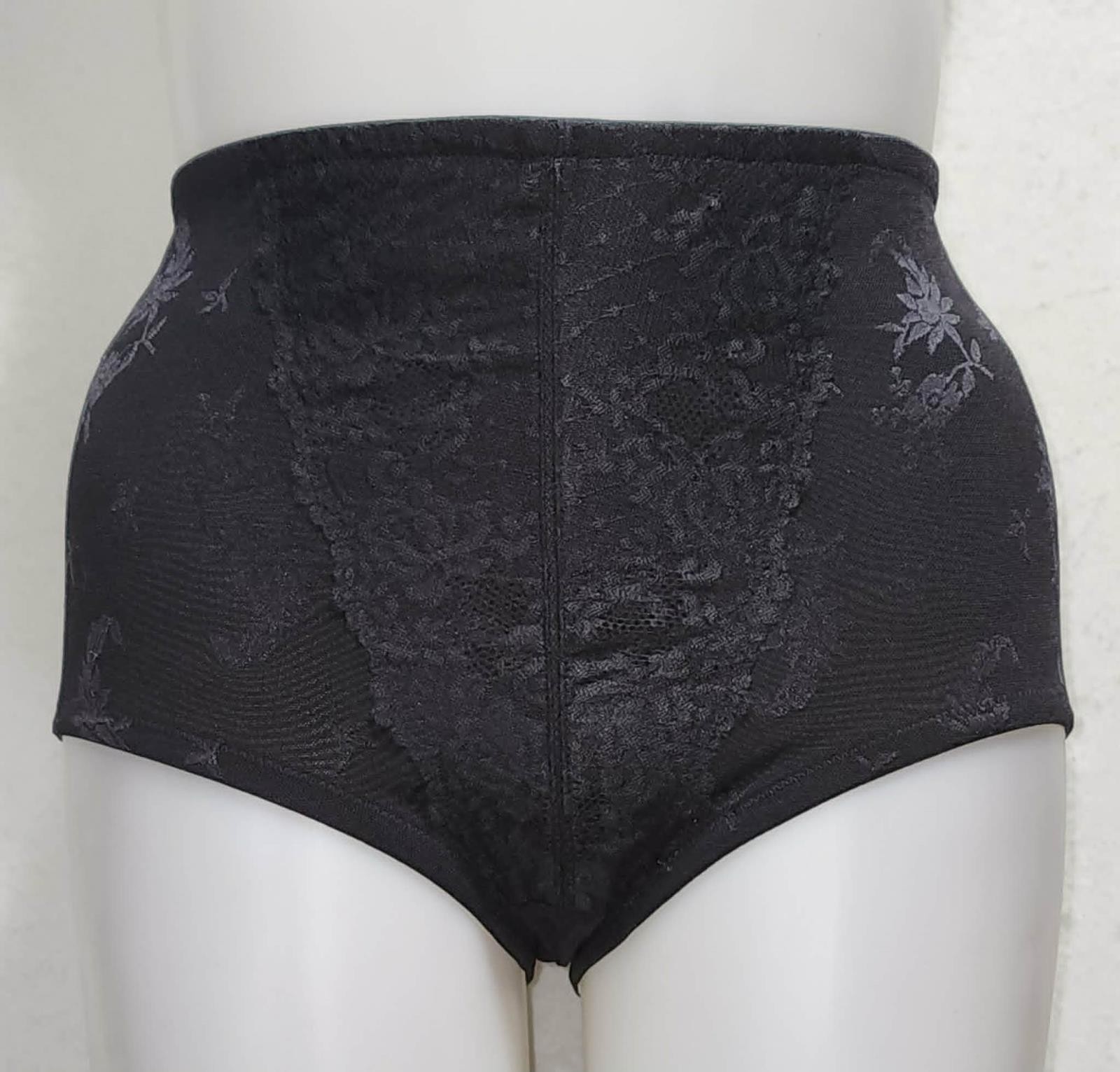 42″-6XL Crown-ette #0370-1 satiny lace light control brief, Black 27072