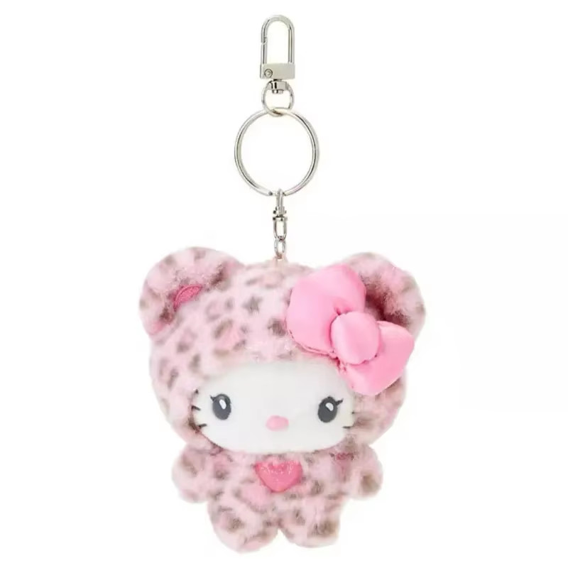 Cute Leopard Print Kitty Plush Keychain Bear Style Bag Pendant Gift