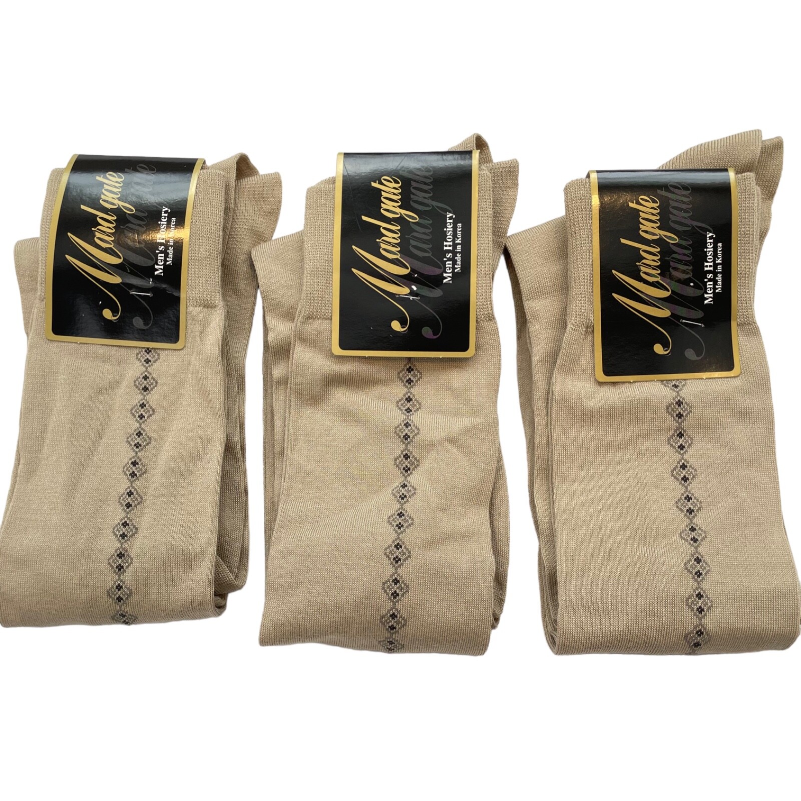 3 Pairs Mard Gate Men’s Knee High Dress Socks Size 10-13 Shoe Size 7-12 Tan