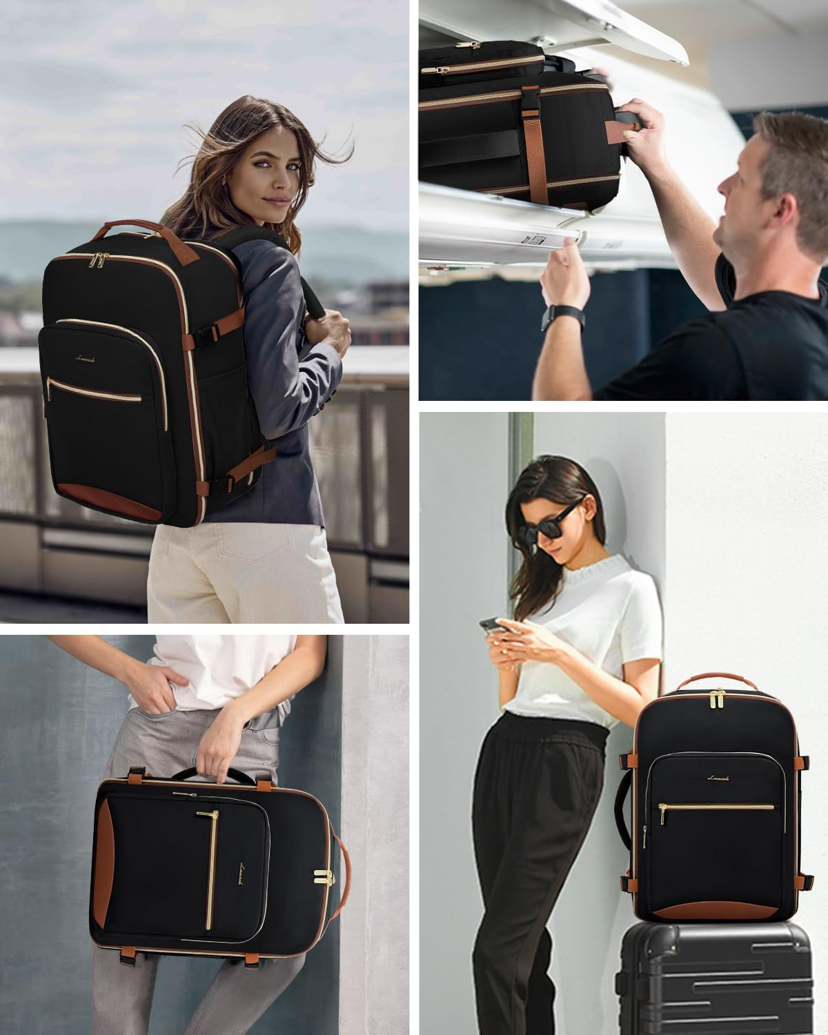 40L Travel Backpack for Women & Men, Airline Approved Carry on Luggage with 3 Pa
