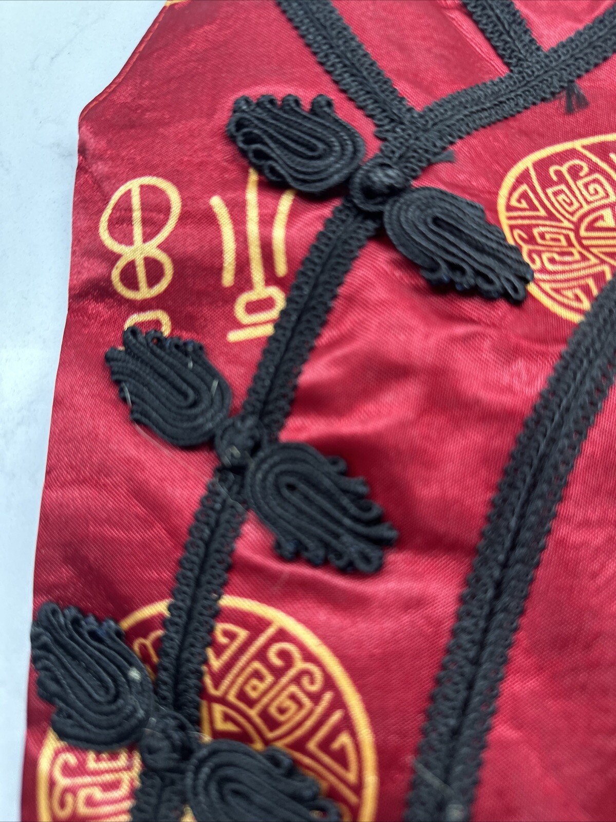 Asian Design Purse Red Handbag Oriental Cheongsam Double Handle