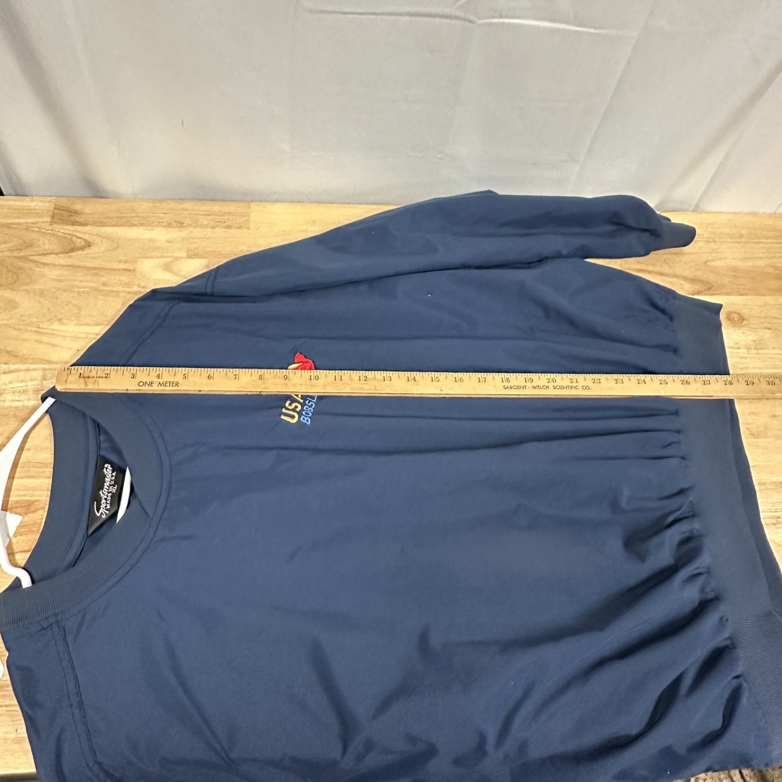 Vtg USA Bobsled Sportsmaster USA Pullover Windbreaker Crewneck Blue Mens XL