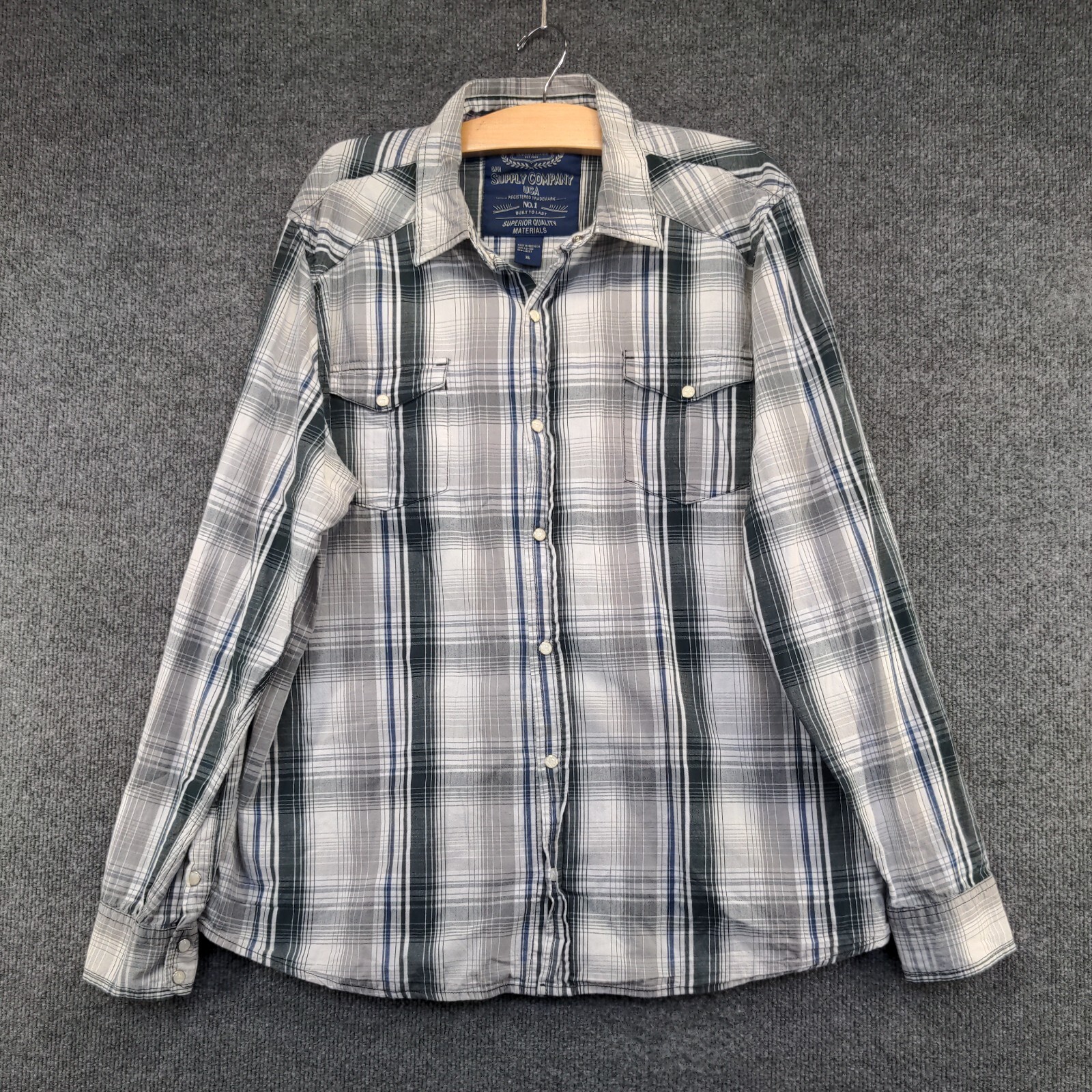 Supply Company USA Men’s Snap Up Shirt XL Long Sleeve Plaid Multicolor Plaid