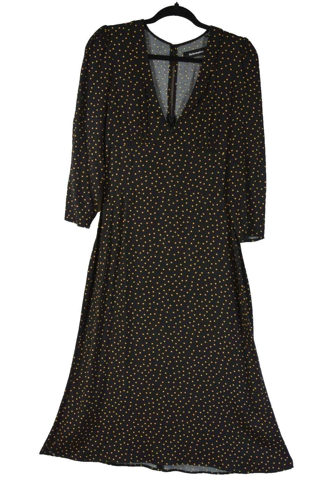 New, REFORMATION Mabel Dress in Micro Dot in Black Sz 8 #MD1948