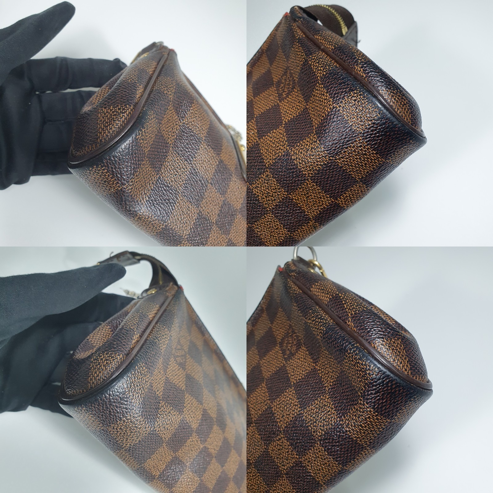 NO TARIFF Auth Louis Vuitton Eva Clutch Damier Ebene N55213 No Shoulder CLA969