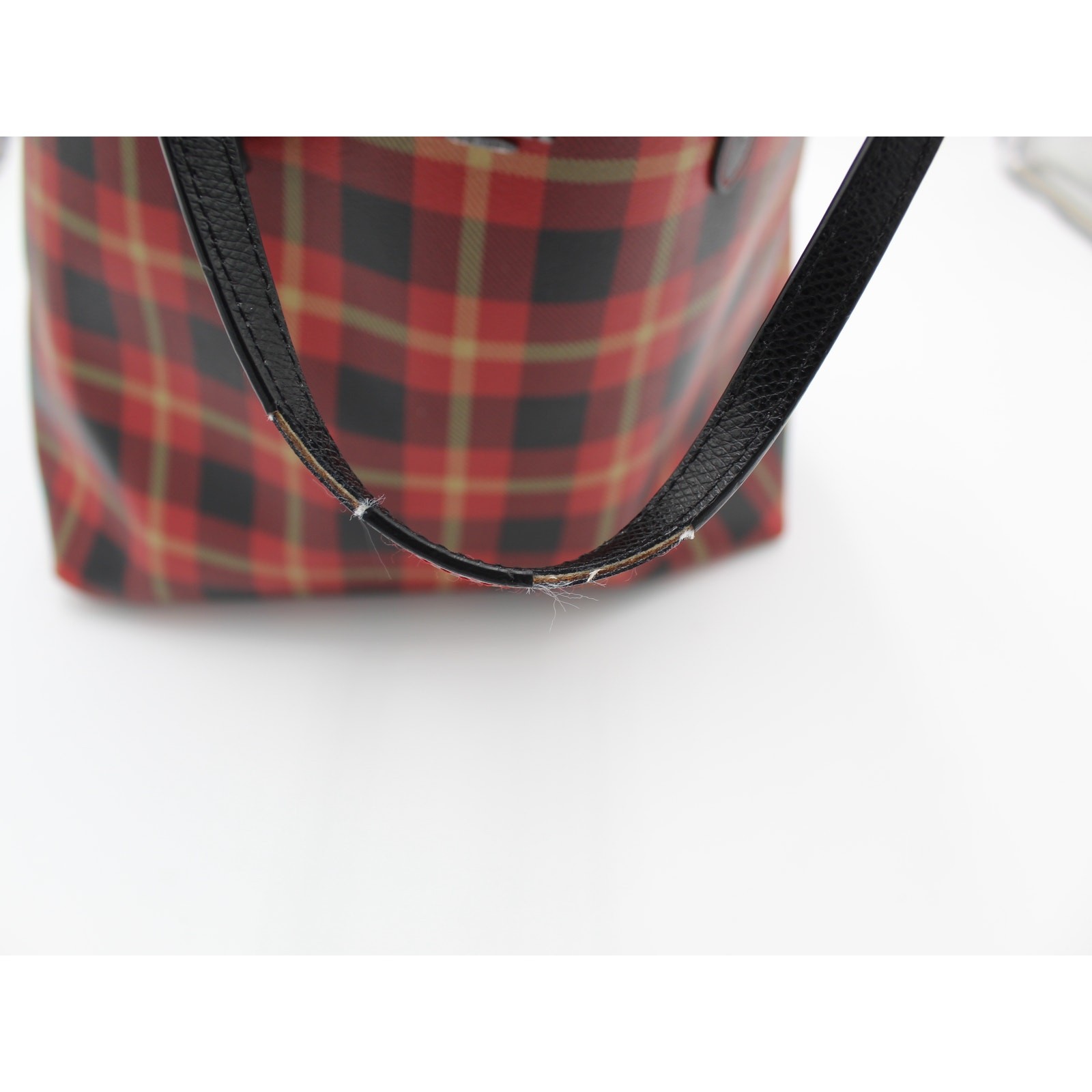 Coach Reversible City Tote Bag Red Black Plaid Large Purse Travel Preppy