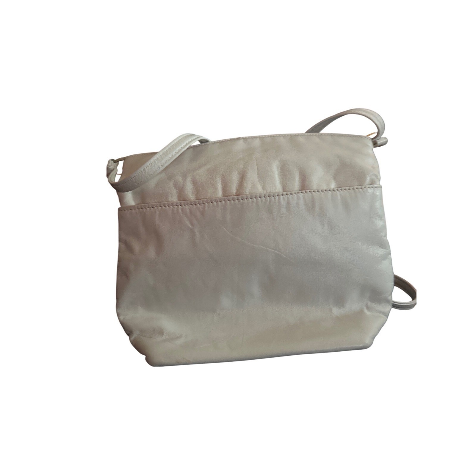 Valeries Genuine Leather White Studded Crossbody Bag Made in USA Gold Hardware