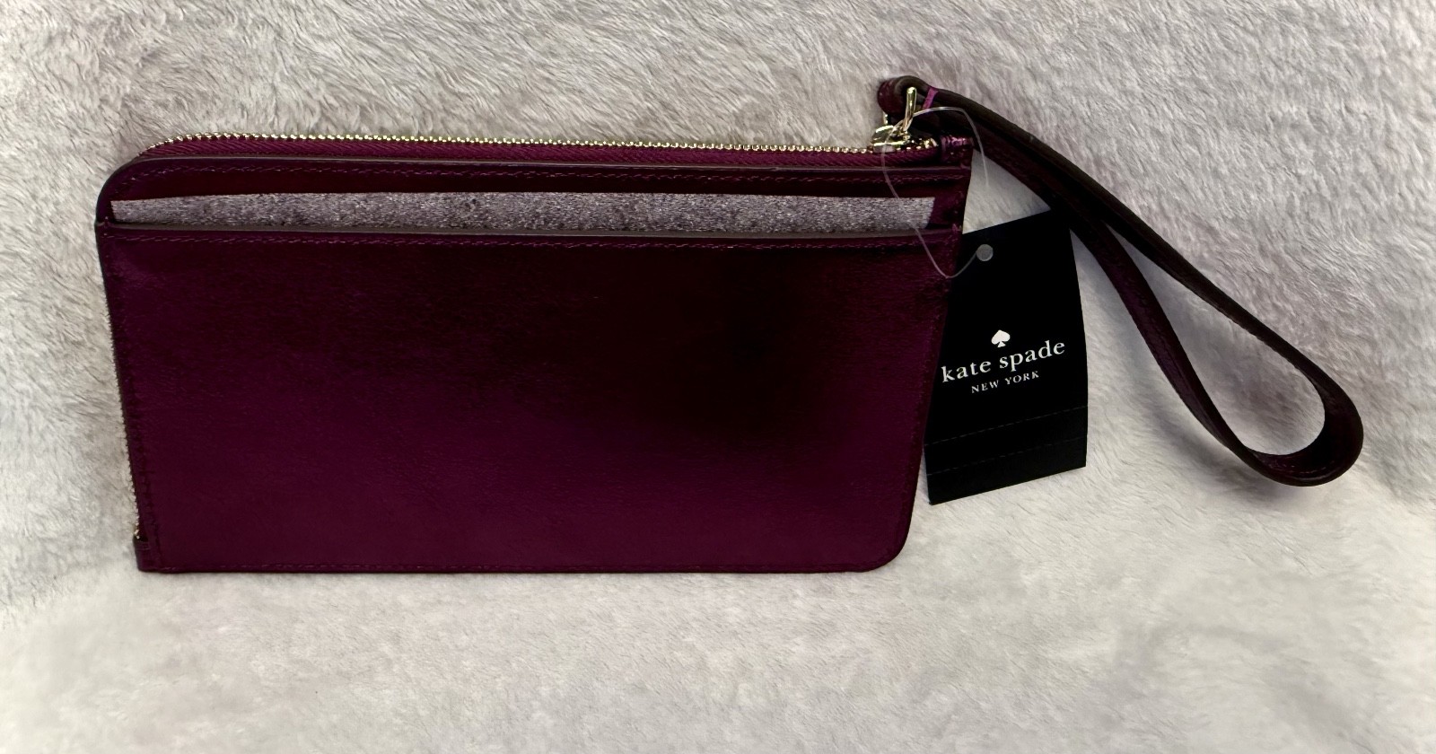 KATE SPADE NEW YORK DARK RASPBERRY METALLIC LEATHER M LUCY