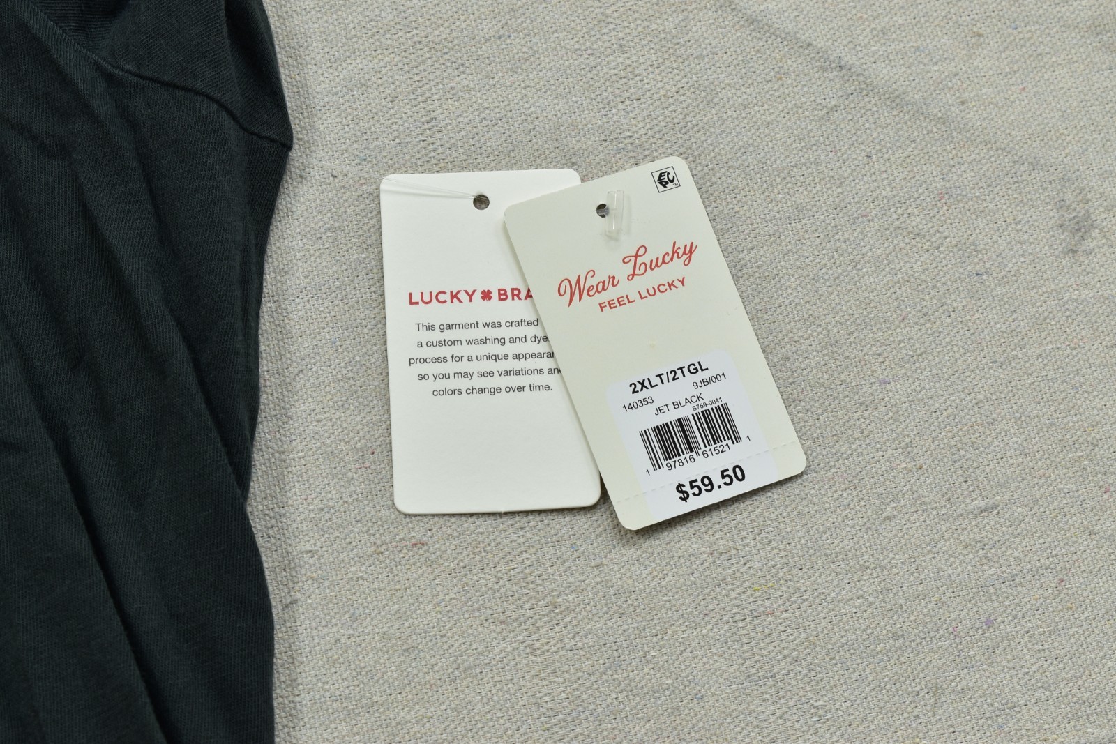 Lucky Brand Men’s Negroni Tee Black Short Sleeve Crew Neck Size 2XLT NEW