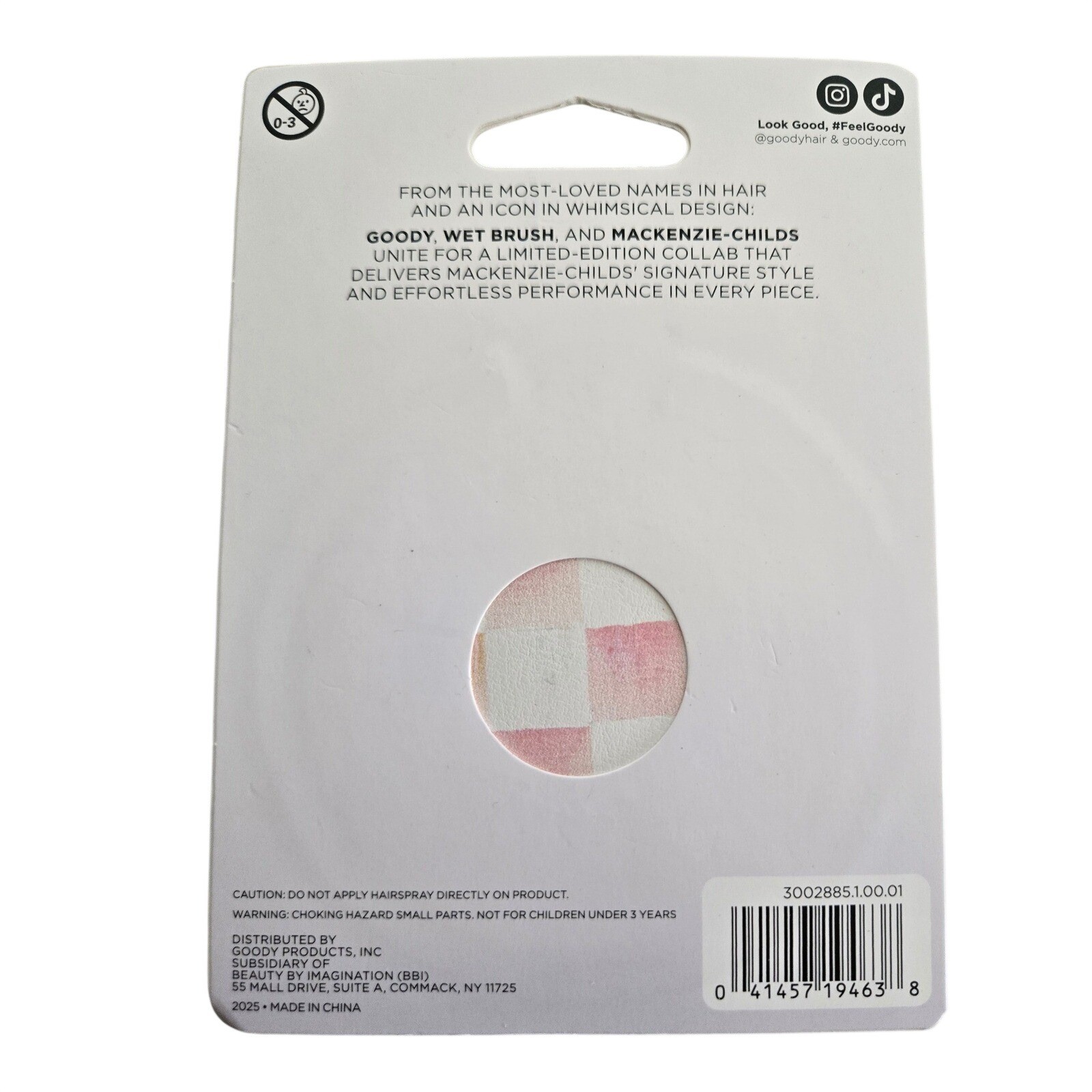Goody x MacKenzie-Childs Mirror Compact Pink White Checkered Target NEW