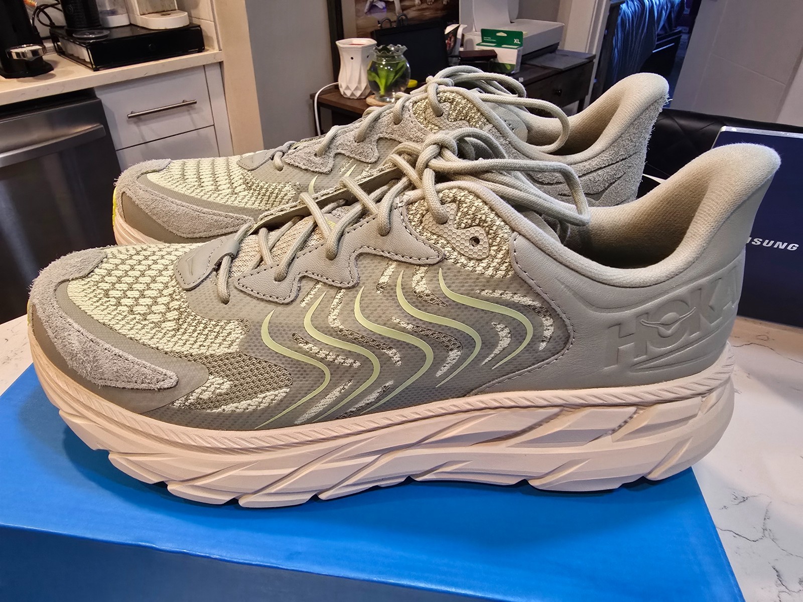 Hoka One One Men Clifton LS Barley Oat Milk 1141550-BYT Running Casual Shoes 12