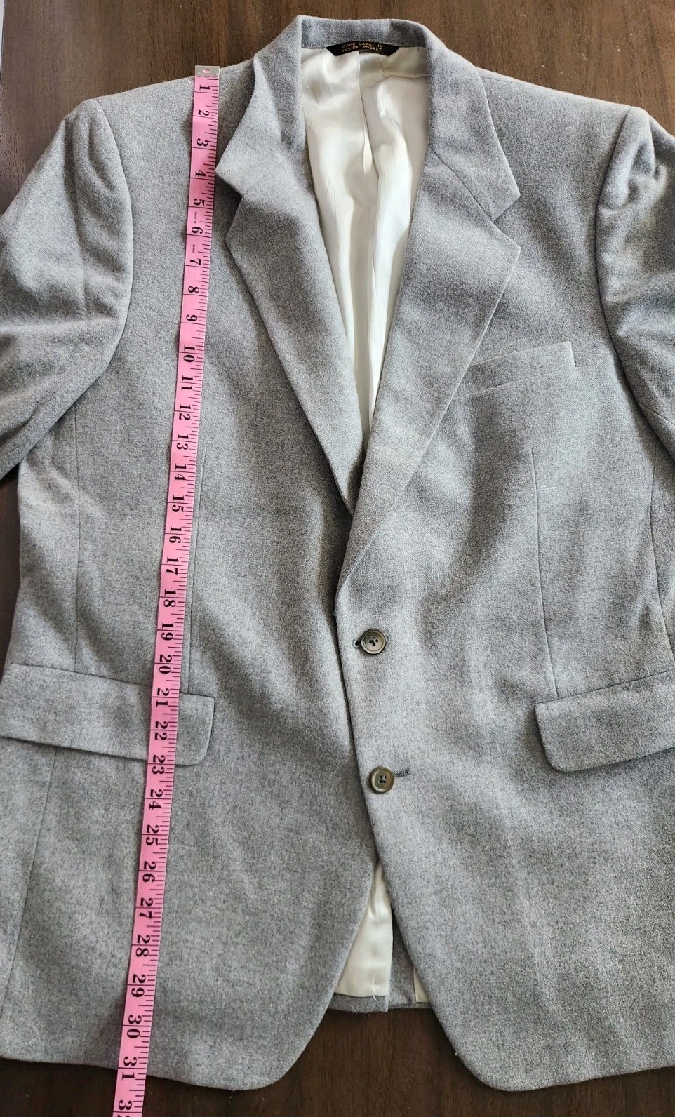 Vintage Union Made Unbranded Gray 100% Cashmere Sport Coat Blazer Men’s Size 44