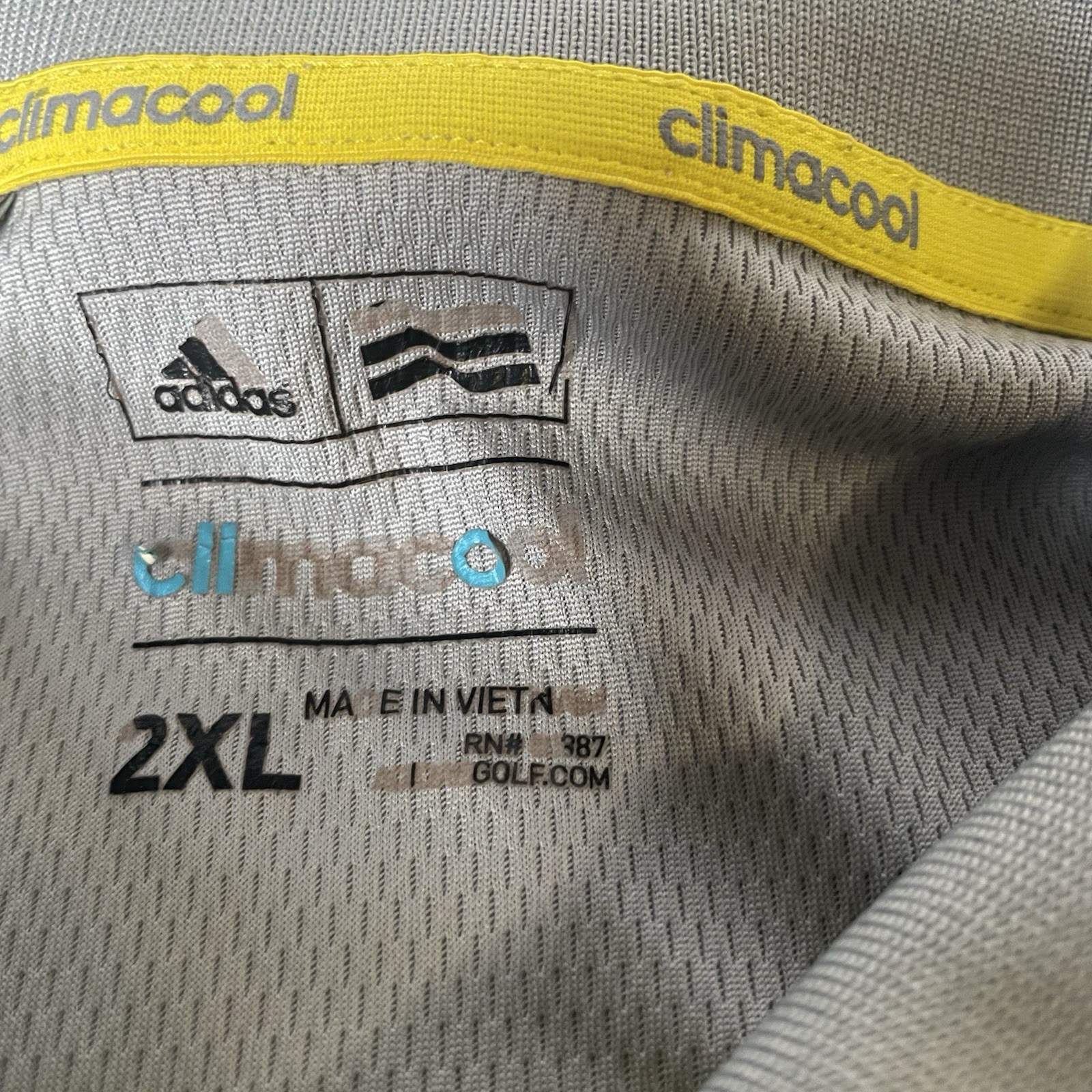 adidas ClimaCool Men’s Polo Shirt 2XL Big & Tall Gray/Yellow Geometric Logo