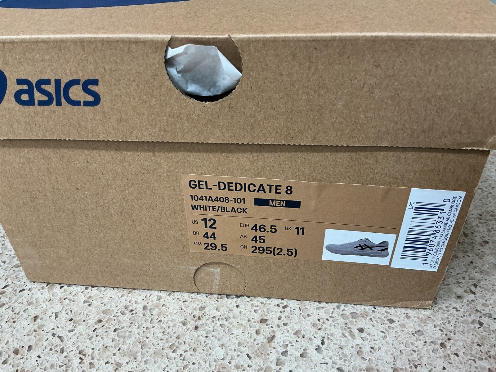 Mens Asics Gel-Dedicate 8 Sneakers Size 12 White/Black 1041A408-101 Shoes New