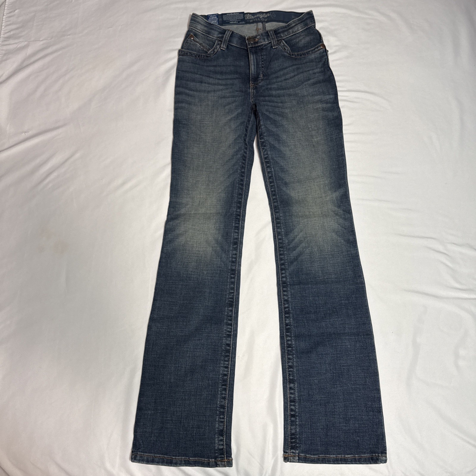 Wrangler Willow Ultimate Riding Jeans Women 28/5×34 Blue Denim Stretch Bootcut