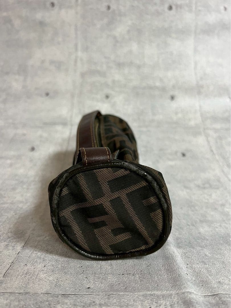 Fendi Zucca pattern FF hardware Leather Cylindrical shape Accessosry Pouch