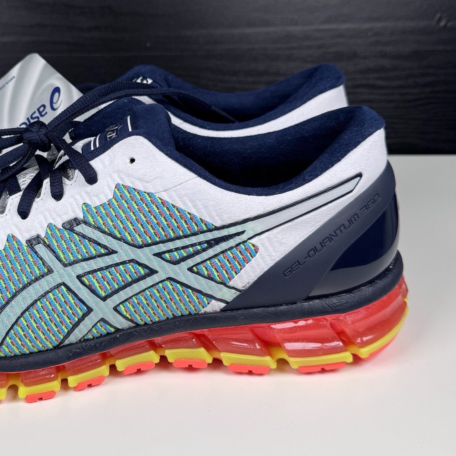 NEW Asics Gel-Quantum 360 White Navy Blue Yellow – T6G1N – Men’s 11 – Read