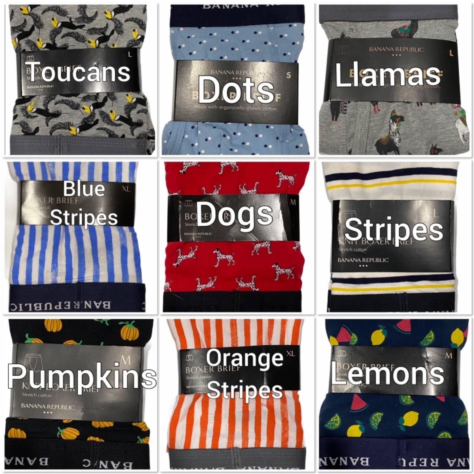 NWT BANANA REPUBLIC Knit Boxer Brief Underwear S-M-L-XL Assorted Colors/Prints