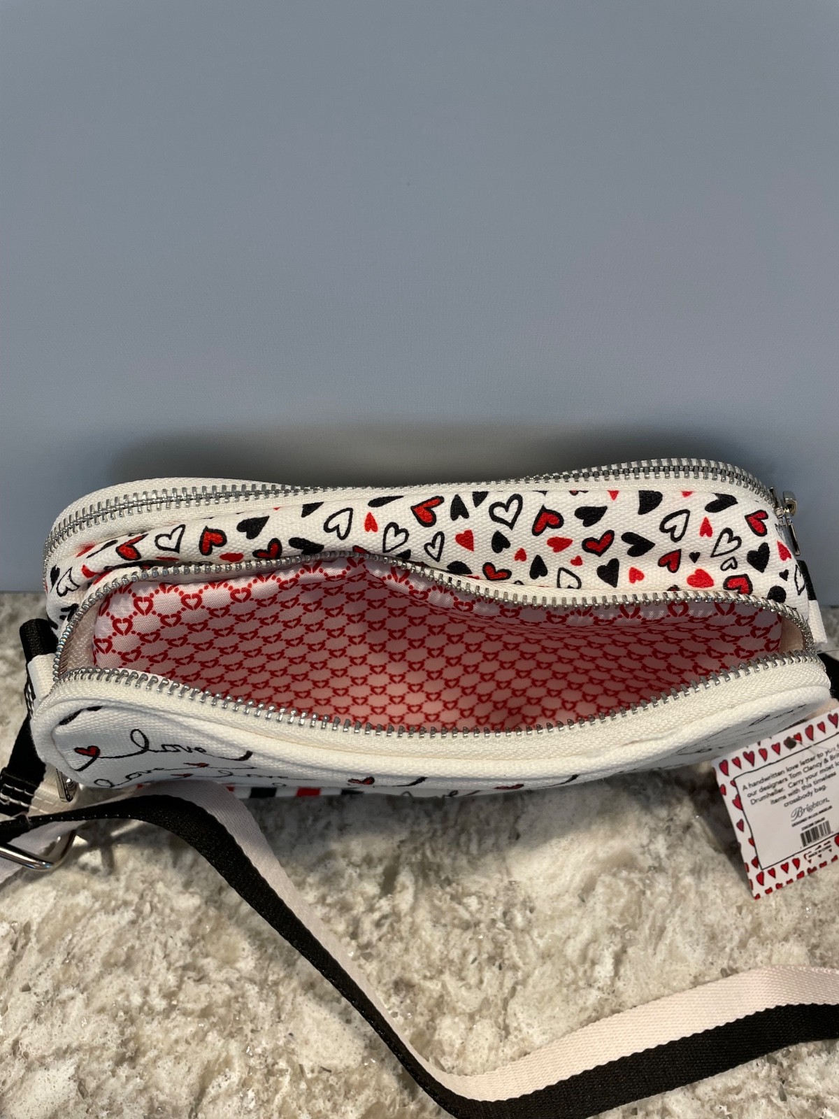 Brighton love scroll crossbody bag red, black and white new with tags