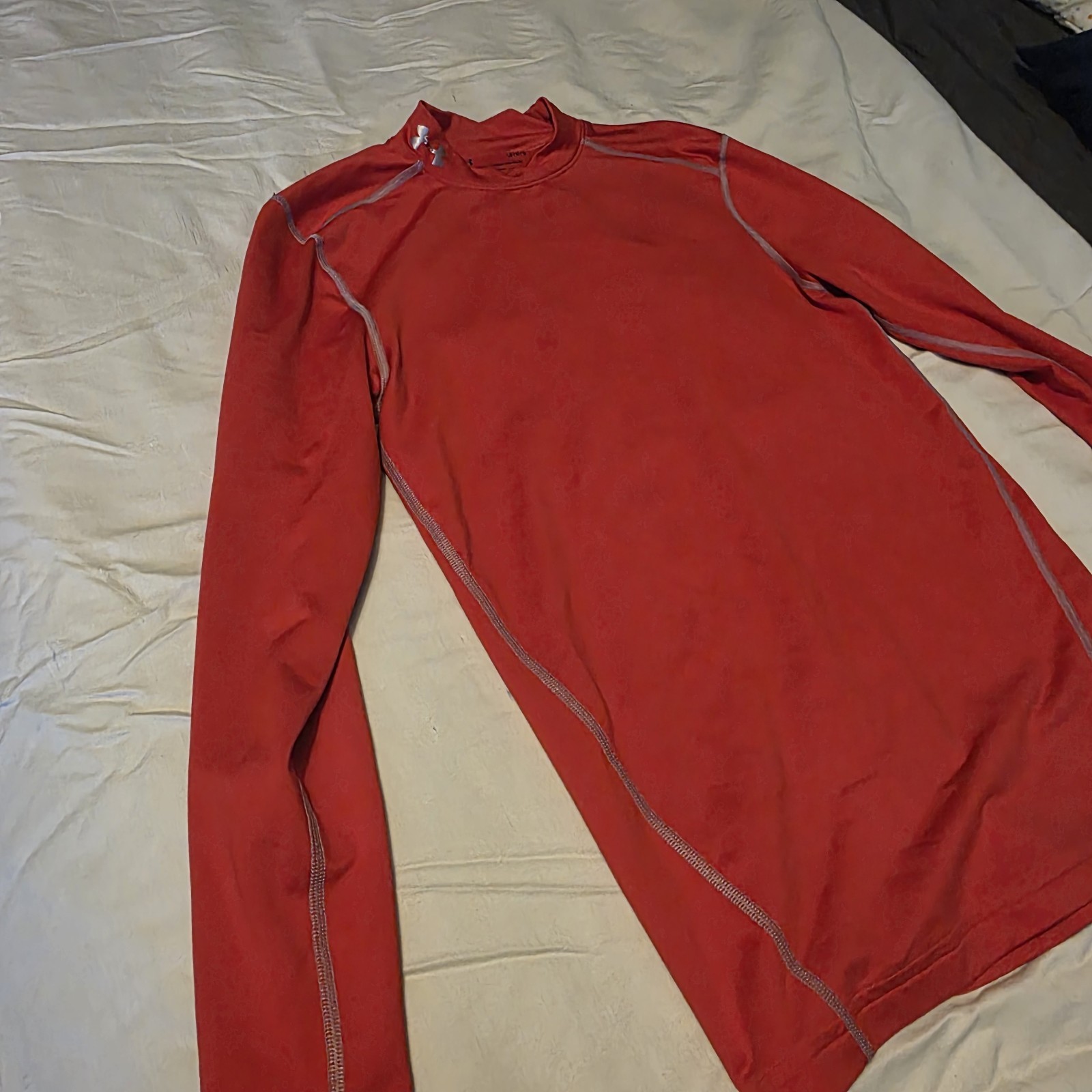 Under Armour HeatGear Men’s Compression Mock Neck Long Sleeve Shirt Red LG