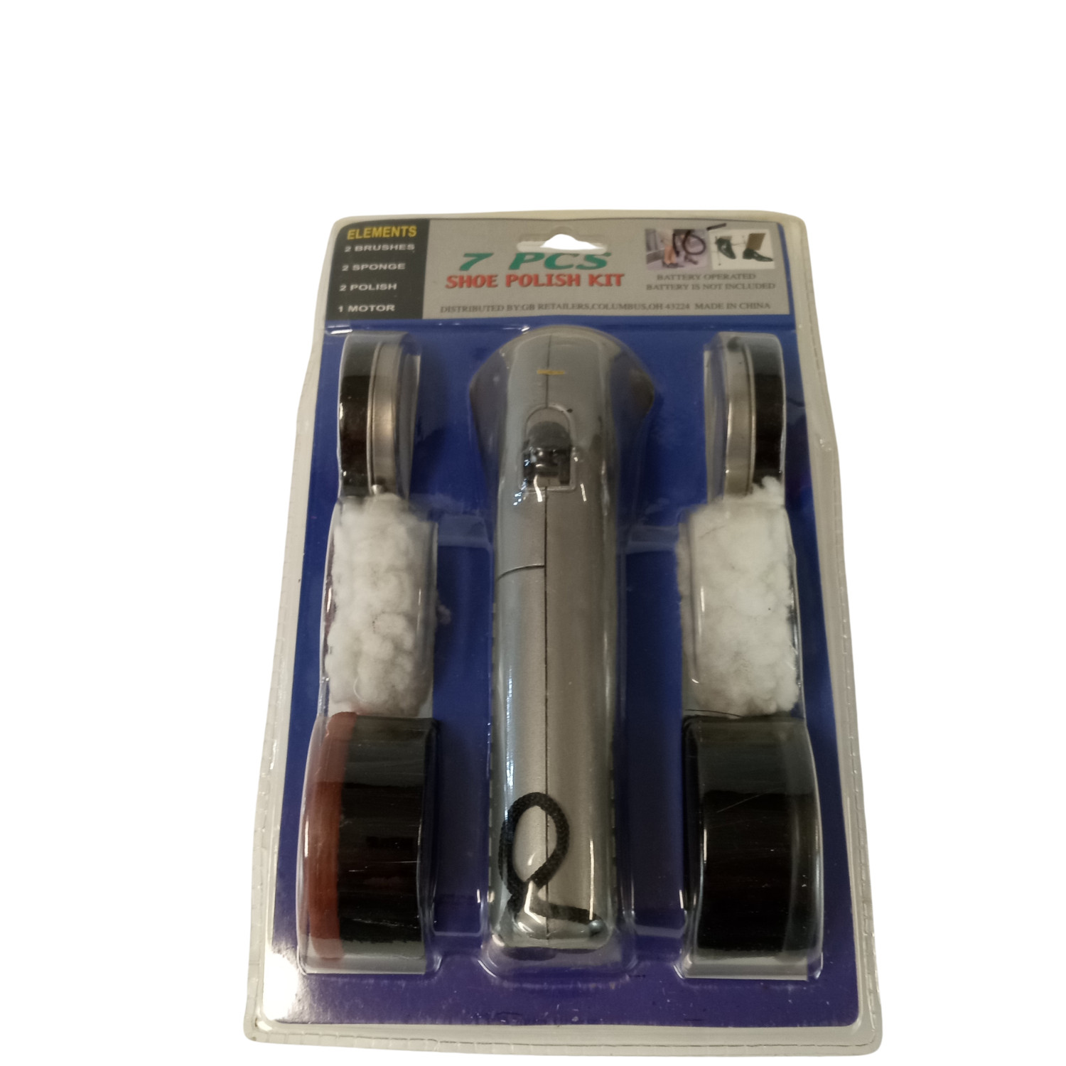 7 Piece Electric Shoe Polish Kit Battery Operated Shoe Shine Brush Set